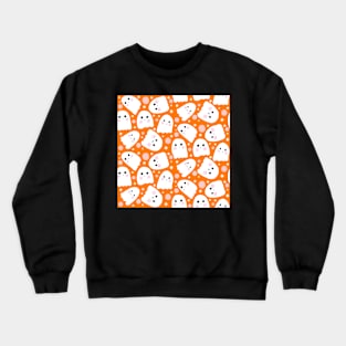 Cute Ghosts on Orange Crewneck Sweatshirt